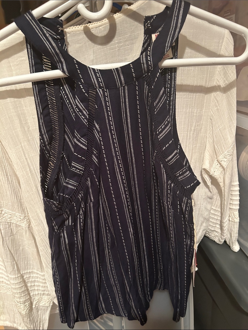 Mossimo Supply Co. Navy and White Striped Racerback Tank